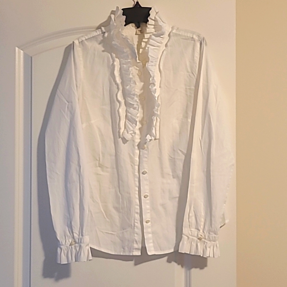 J.Crew Ruffle Button down Blouse Size 2